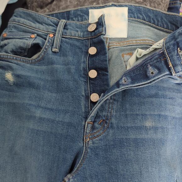 MOTHER Superior Jeans Womens 27 Tomcat Undone Hem Fringe High Rise Distressed - Picture 9 of 11